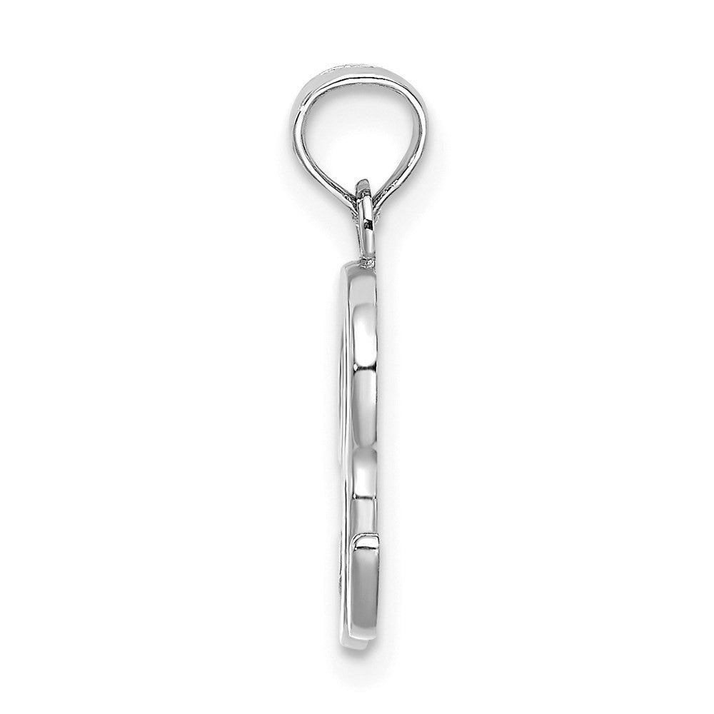 14k White Gold Script Letter R Initial Pendant