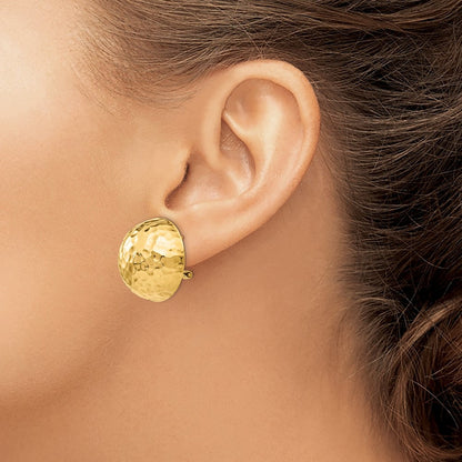 14k Yellow Gold Hammered Omega Back Stud Earrings