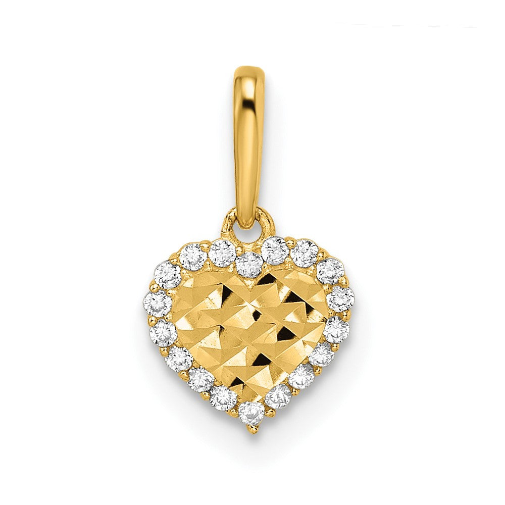 14k Yellow Gold Madi K CZ Diamond Cut Heart Pendant