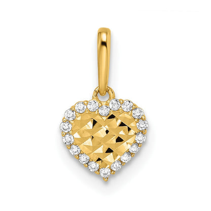14k Yellow Gold Madi K CZ Diamond Cut Heart Pendant