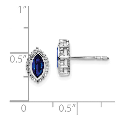 14k White Gold Marquise Sapphire Stud Earrings