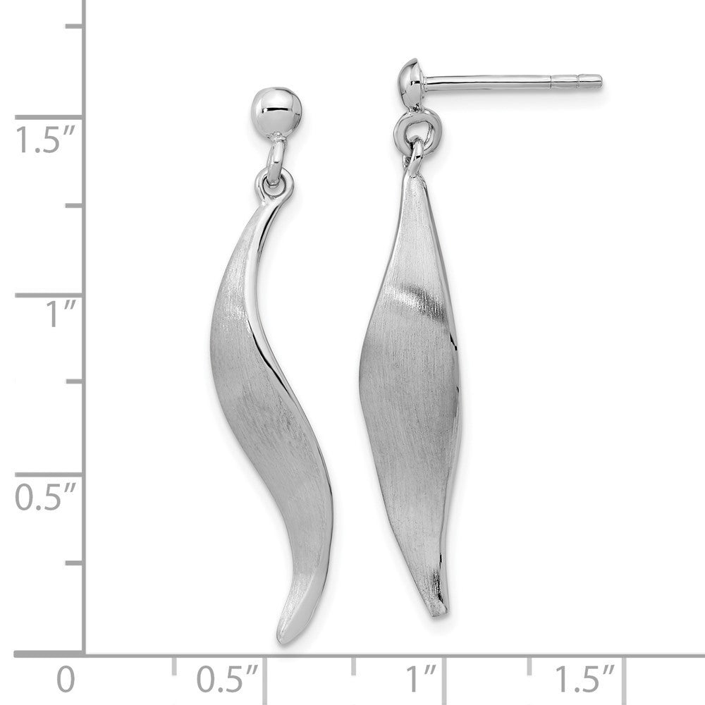Sterling Silver RH-plated Brushed Dangle Earrings