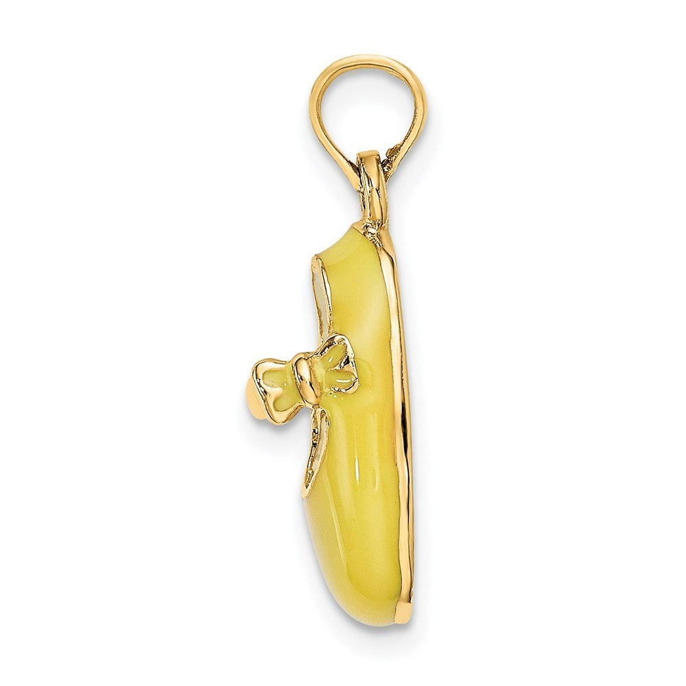 14k Yellow Gold 3-D Yellow Enamel Baby Shoe Charm Pendant