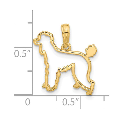 14k Yellow Gold Polished Poodle Dog Outline Charm Pendant