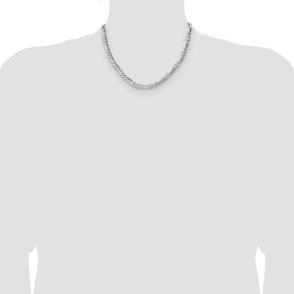 Sterling Silver 6.3mm Hammered Figaro Chain Necklace 18"