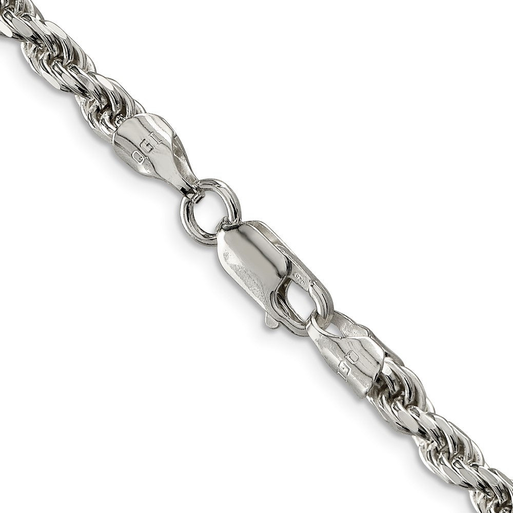 Sterling Silver 4.6mm Diamond-cut Rope Chain Necklace 22"