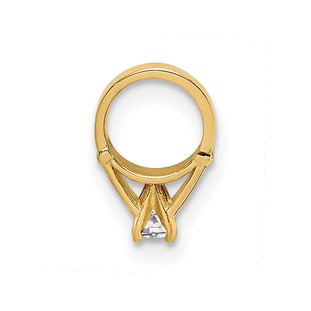 14k Yellow Gold 3D Ring with White CZ Charm Pendant