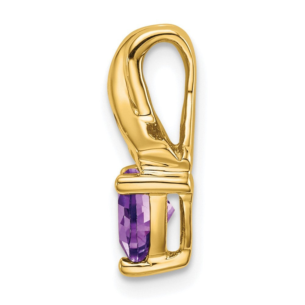 14k Yellow Gold Trillion Amethyst and Diamond Pendant