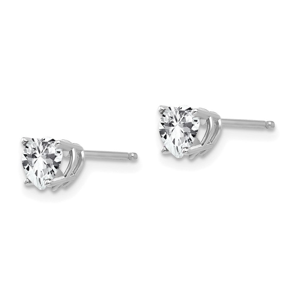 14k White Gold 5mm Heart Cubic Zirconia Stud Earrings