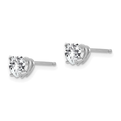 14k White Gold 5mm Heart Cubic Zirconia Stud Earrings