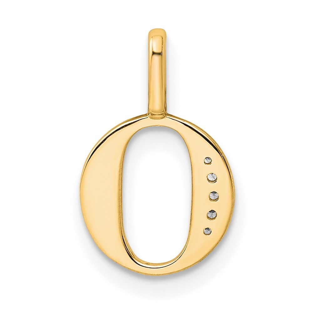 14k Yellow Gold Diamond Letter O Initial Pendant