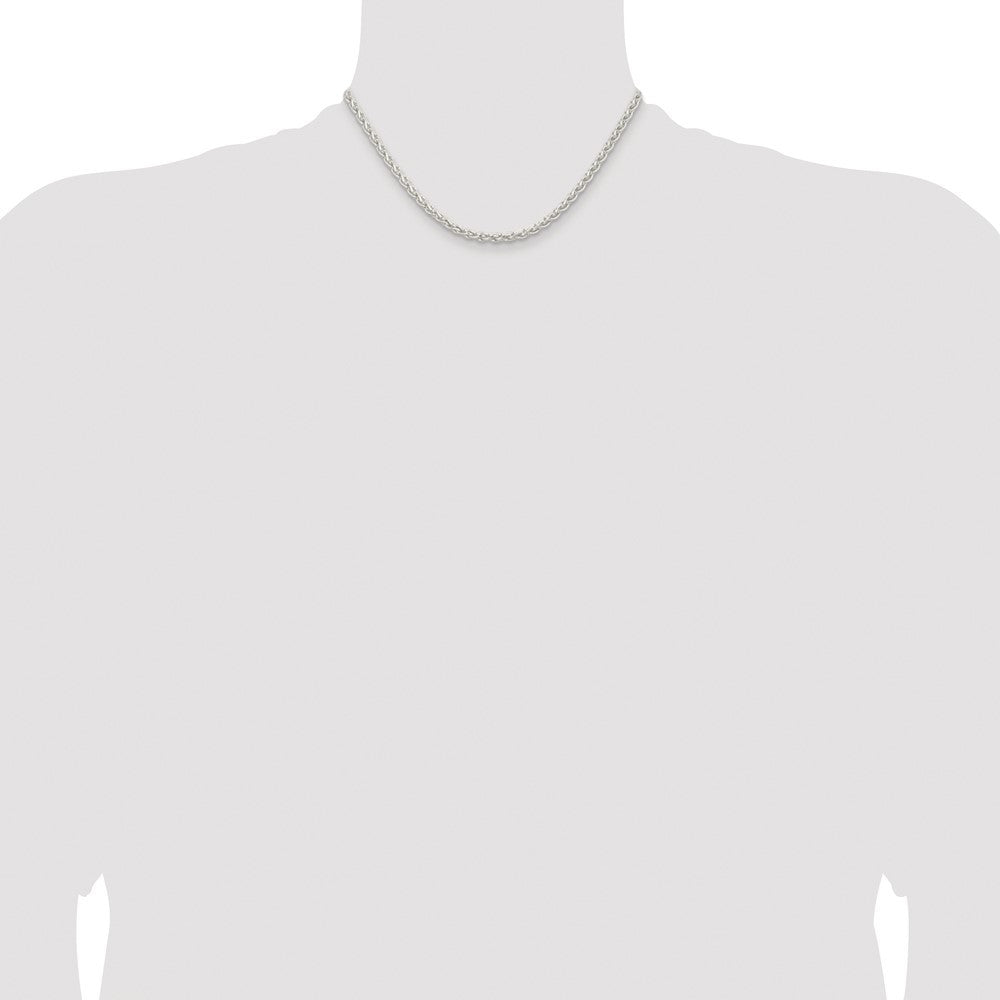 Sterling Silver Rhodium-plated 3.7mm Round Spiga Chain Necklace 16"