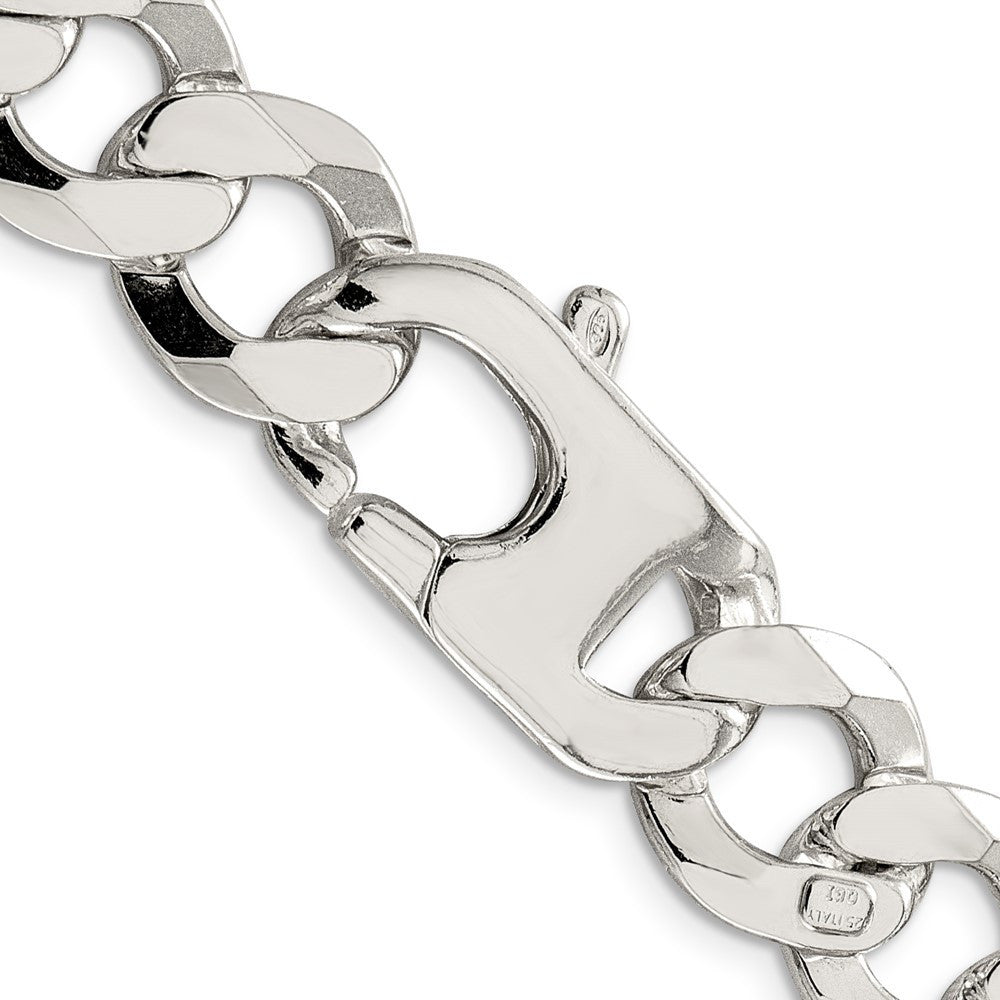 Sterling Silver 14mm Flat Curb Chain Necklace 20"