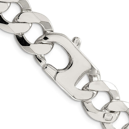 Sterling Silver 14mm Flat Curb Chain Necklace 20"