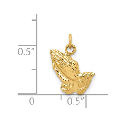 14k Yellow Gold Praying Hands Charm Pendant