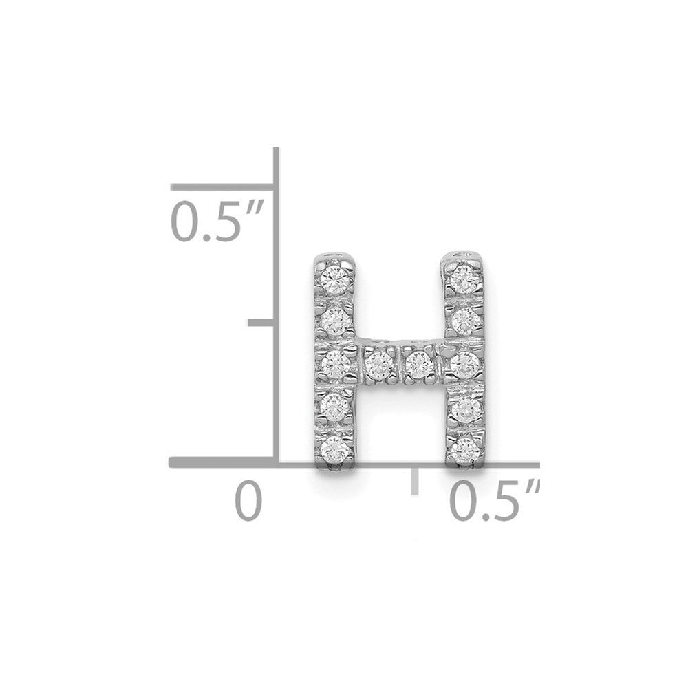14k White Gold Diamond Letter H Initial Charm Pendant