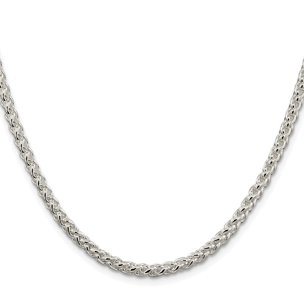 Sterling Silver Rhodium-plated 4mm Round Spiga Chain Necklace 22"