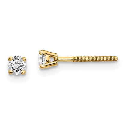 14K Yellow Gold .20ct. SI3 G-I Diamond Thread on/off Stud Earrings