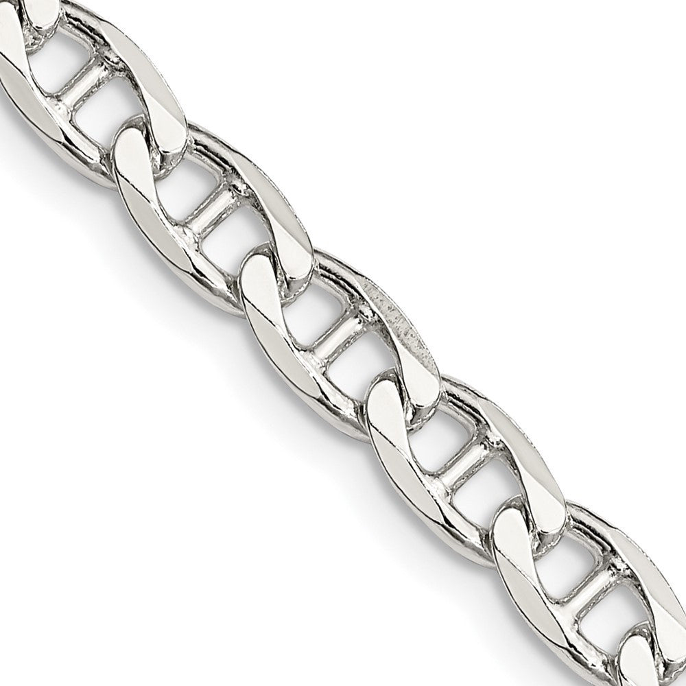 Sterling Silver 5.7mm Diamond-Cut Flat Anchor Curb Chain Necklace 22"