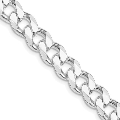 Sterling Silver Rhodium-plated 9.3mm Curb Chain Necklace 22"