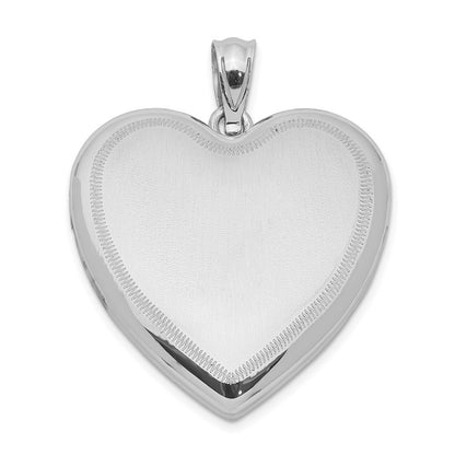 Sterling Silver Rhodium-plated Polished & Satin Heart Locket Pendant
