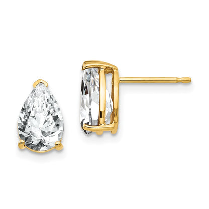 14k Yellow Gold 9x6mm Pear Cubic Zirconia Stud Earrings