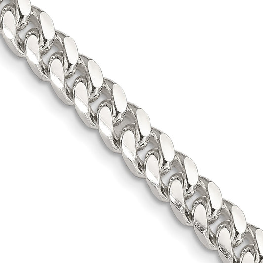Sterling Silver 6mm Domed w/ Side Diamond-Cut Curb Chain Necklace 20"