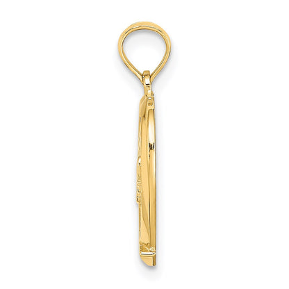 14k Yellow Gold #1 MOM in Heart Charm Pendant