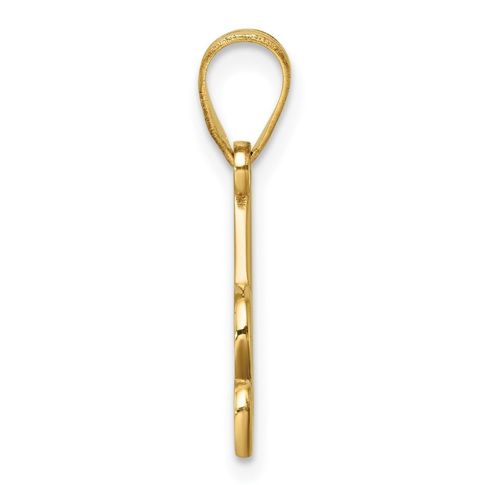 14k Yellow Gold Script Letter A Initial Pendant