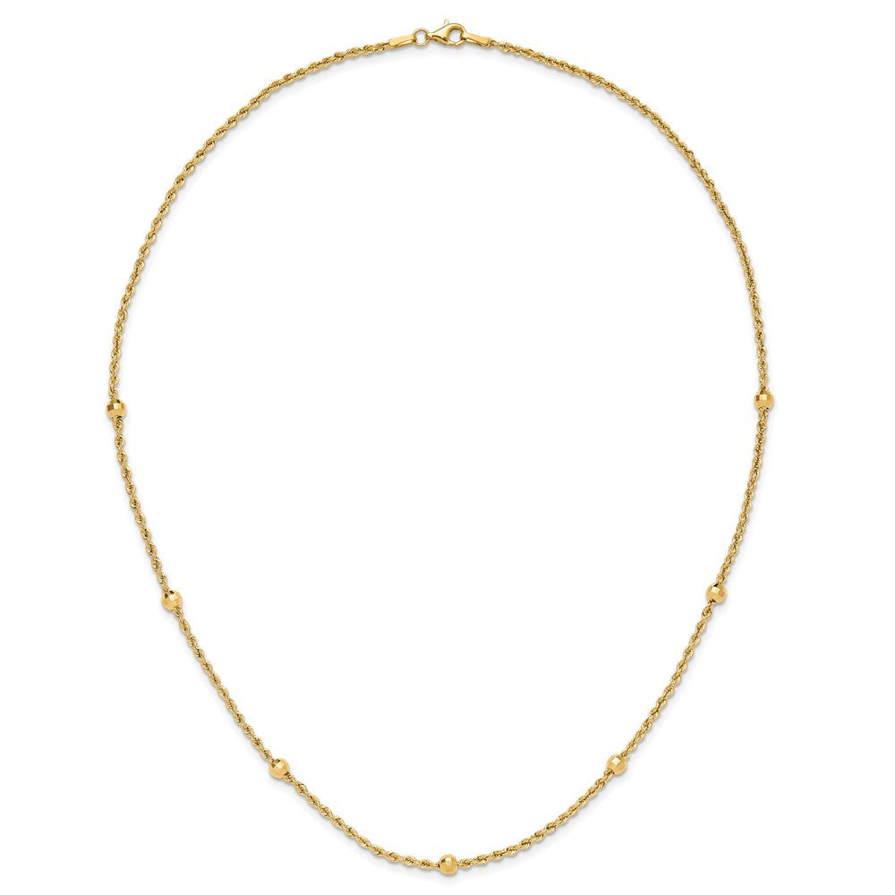 14k Yellow Gold Diamond-Cut Beaded Rope Chain Necklace Necklace 18"