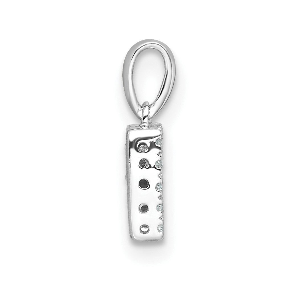 14k White Gold Diamond Letter R Initial with Bail Pendant