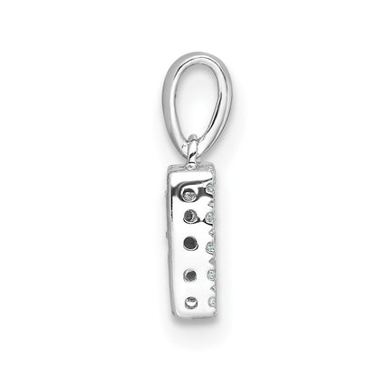14k White Gold Diamond Letter R Initial with Bail Pendant