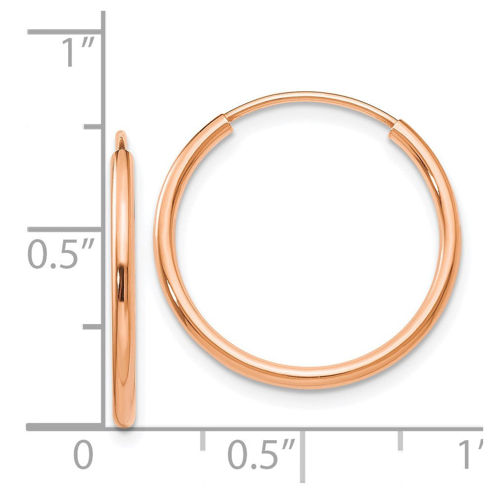 14k Rose Gold Polished Endless Tube Hoop Earrings