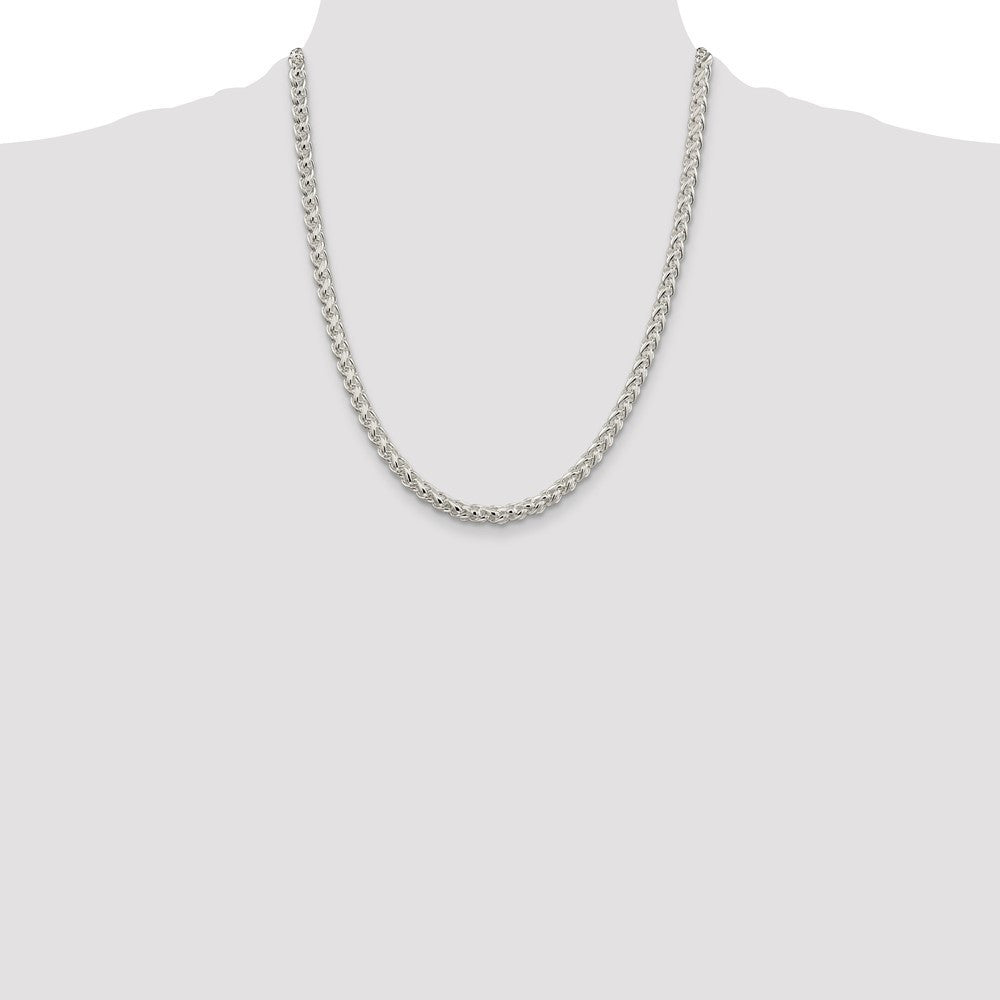 Sterling Silver 5mm Round Spiga Chain Necklace 22"