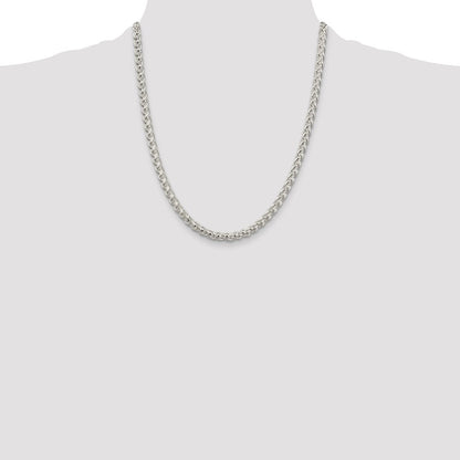 Sterling Silver 5mm Round Spiga Chain Necklace 22"