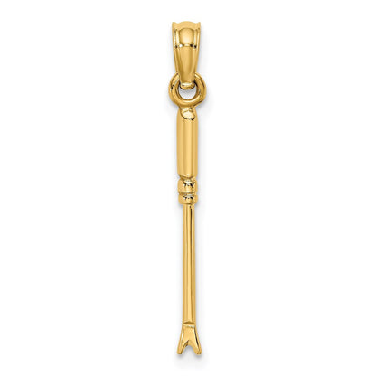 14k Yellow Gold 3-D Weeding Garden Tool Charm Pendant