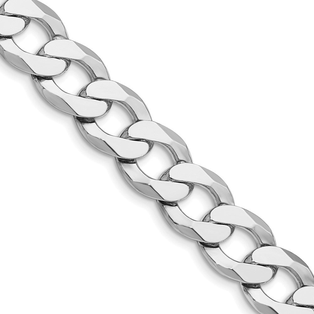 Sterling Silver Rhodium-plated 11.75mm Flat Curb Chain Necklace 22"