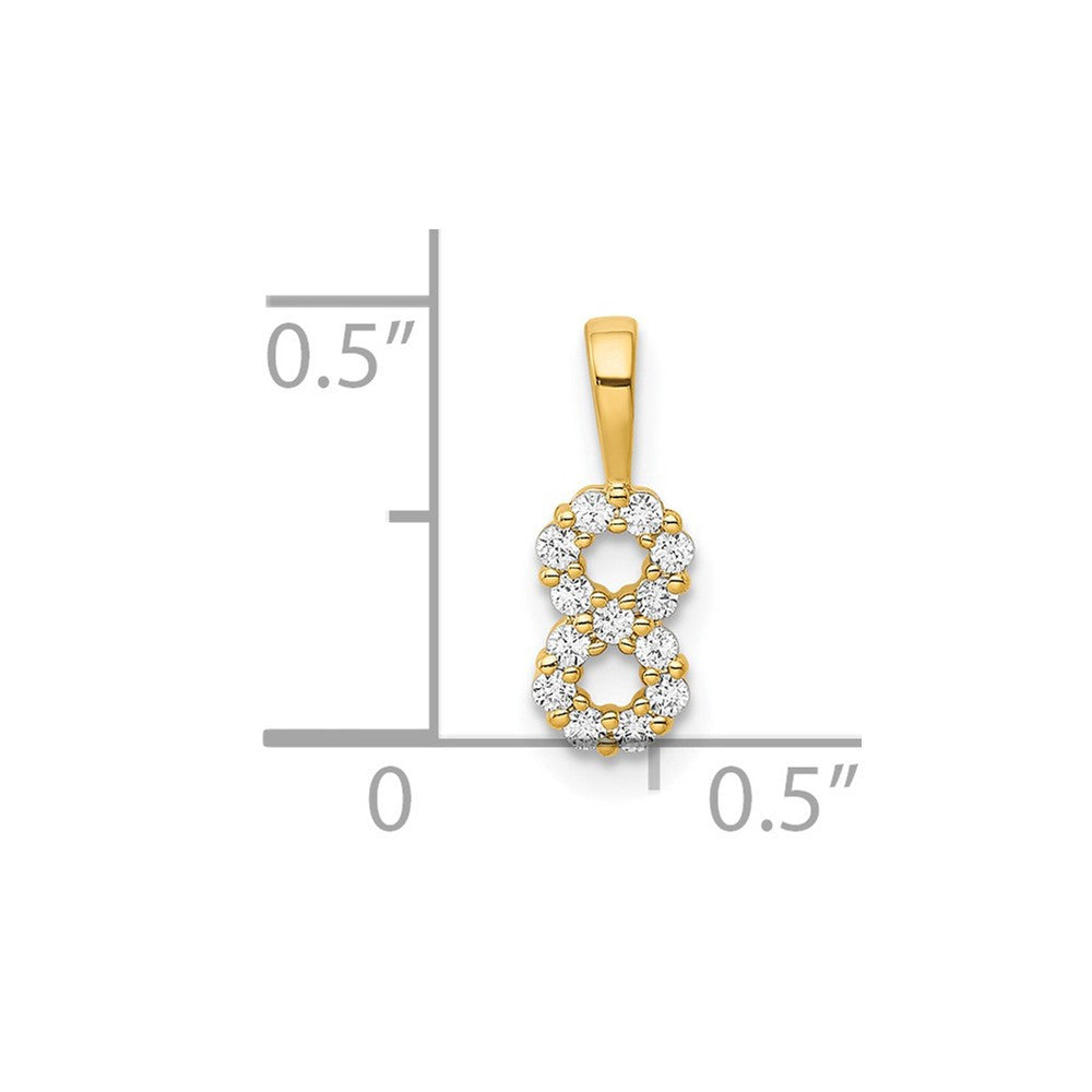 14k Yellow Gold Diamond Number 8 Pendant