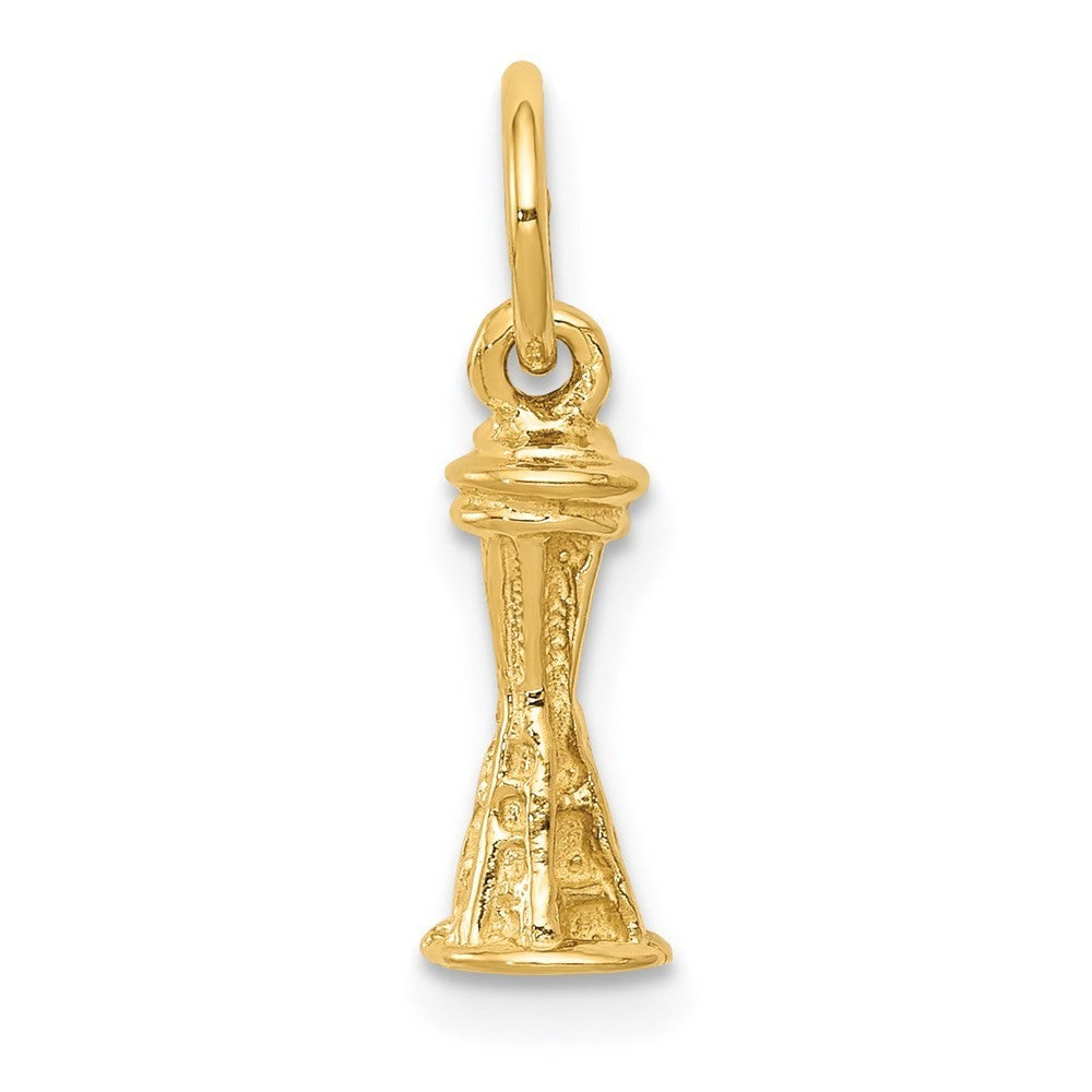 14k Yellow Gold Solid Polished Space Needle Charm Pendant