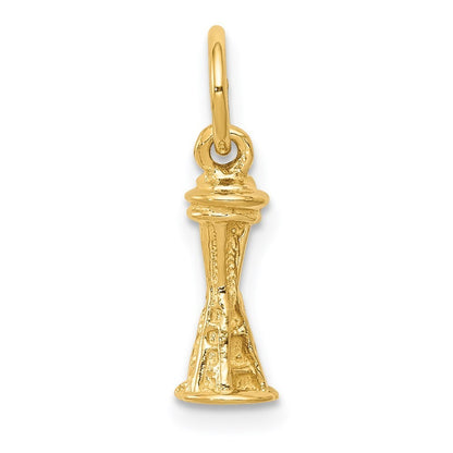 14k Yellow Gold Solid Polished Space Needle Charm Pendant