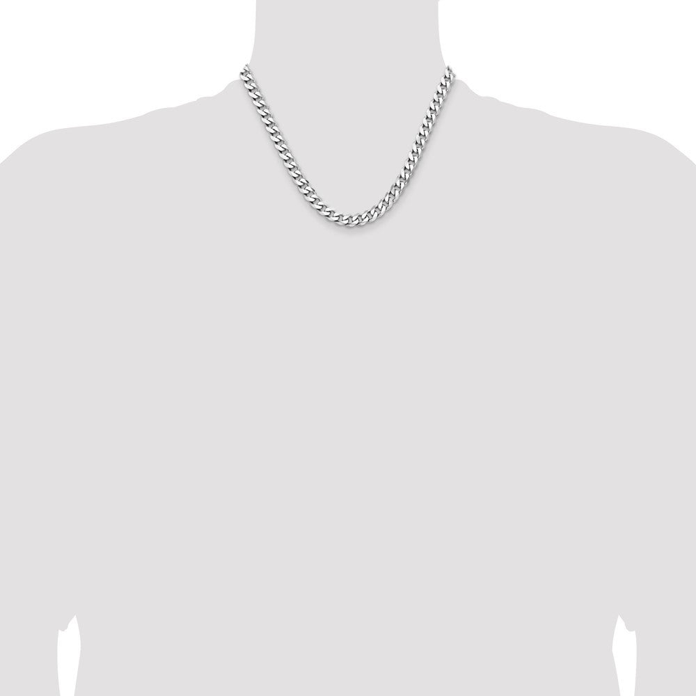 Sterling Silver Rhodium-plated 7.5mm Curb Chain Necklace 18"
