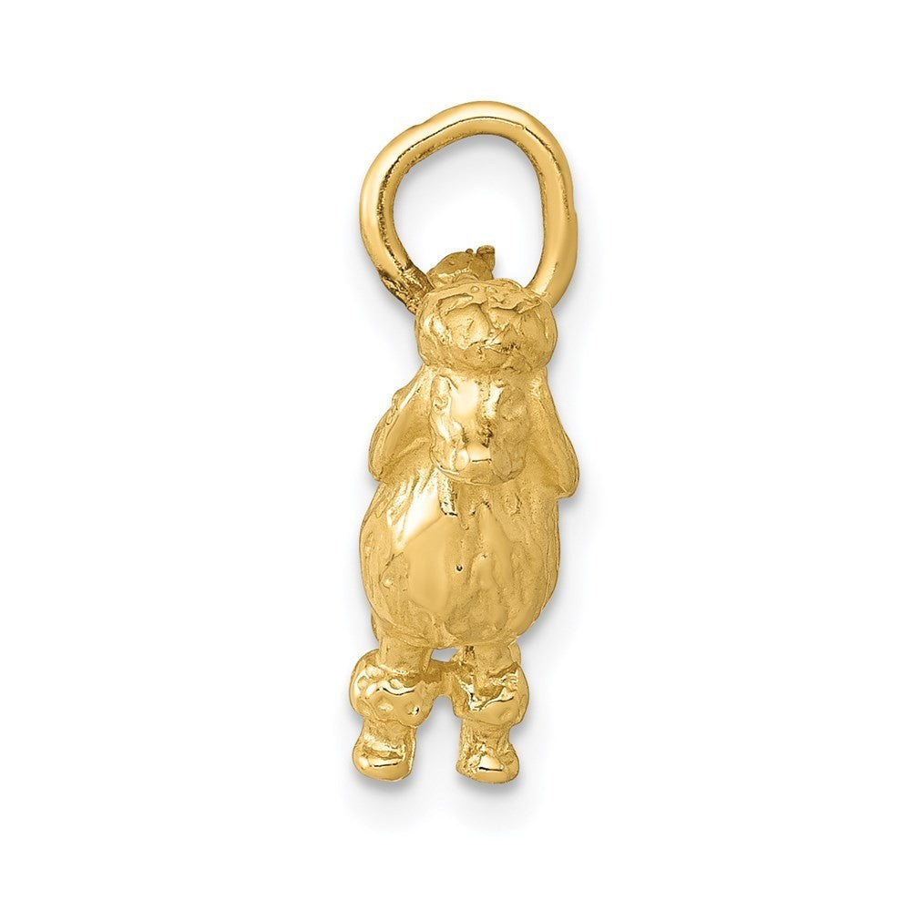 14k Yellow Gold Solid 3-D Poodle Charm Pendant