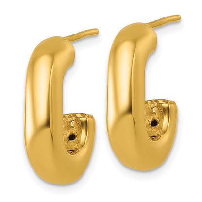 14k Yellow Gold Polished J-Hoop Earrings
