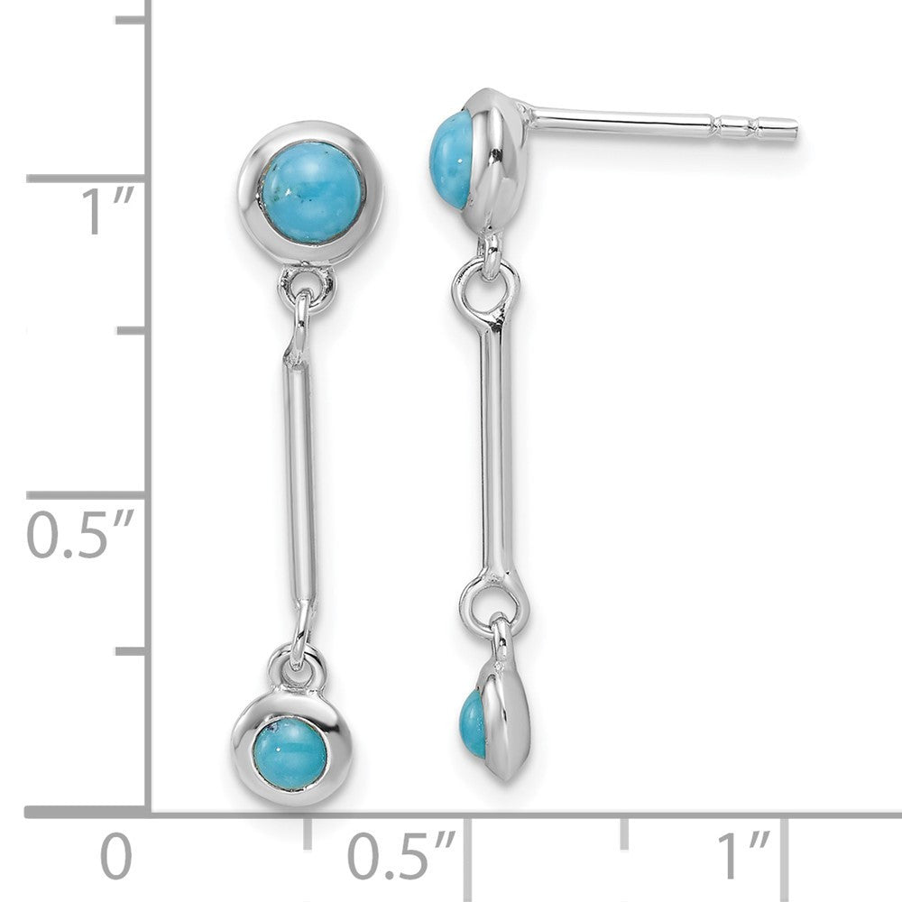 Sterling Silver Rhodium-plated Turquoise Dangle Earrings