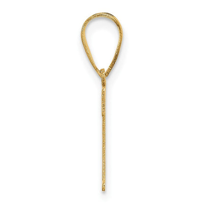 14k Yellow Gold Polished Etched Letter T Initial Pendant