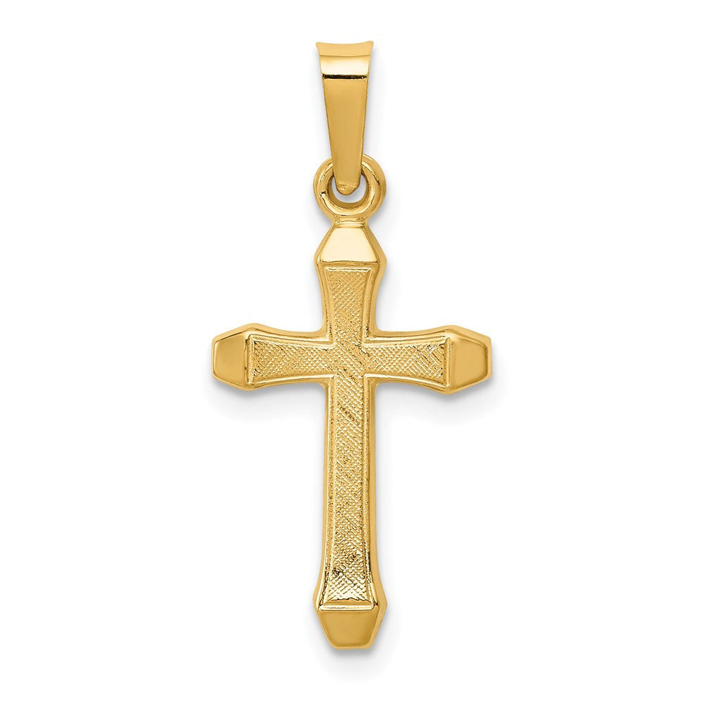 14k Yellow Gold Textured and Polished Latin Cross Pendant
