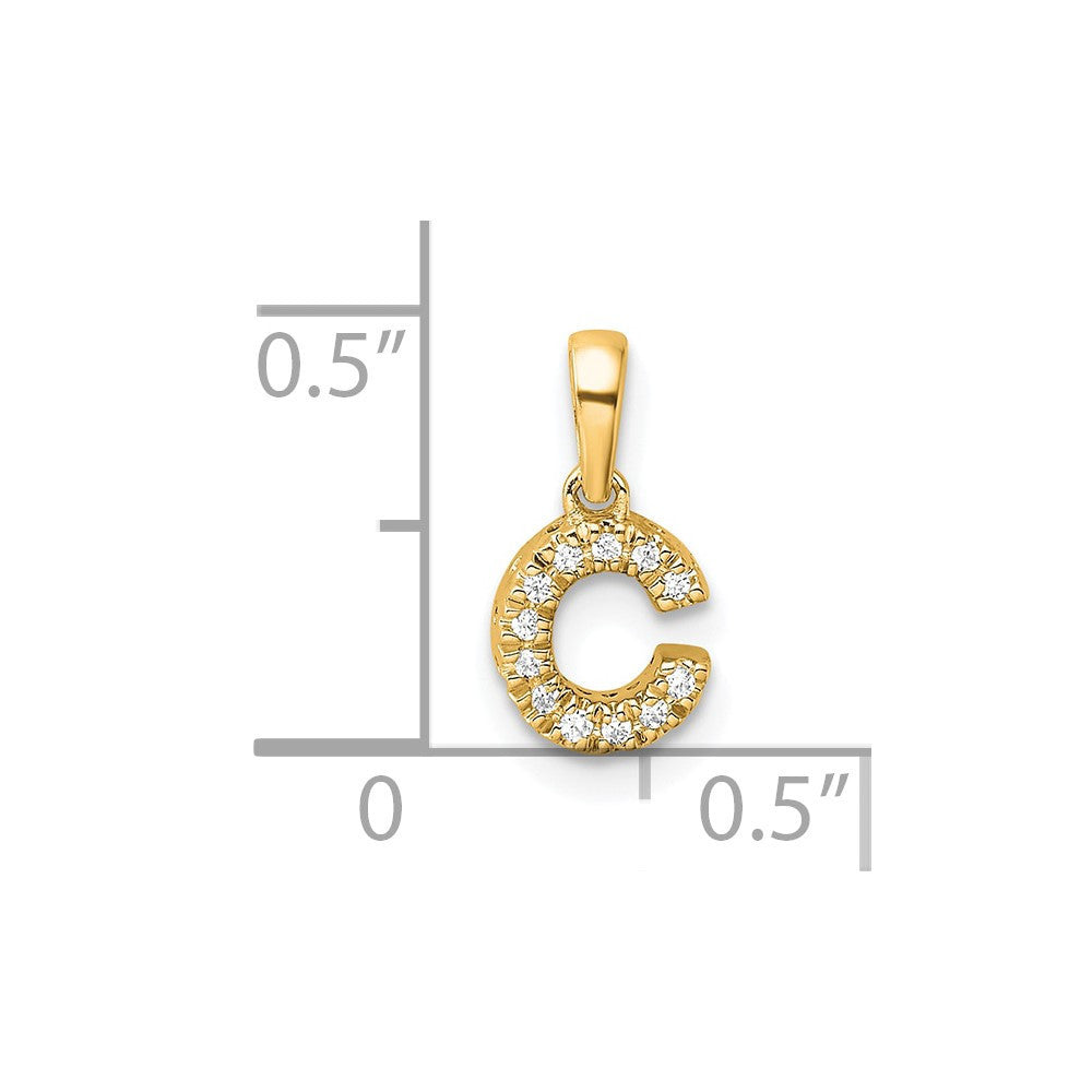 14k Yellow Gold Diamond Letter C Initial with Bail Pendant