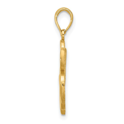 14k Yellow Gold Polished Anchor and Clover Charm Pendant