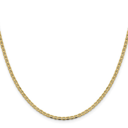 14k Yellow Gold 2.4mm Concave Anchor with Lobster Clasp Chain Necklace 16"