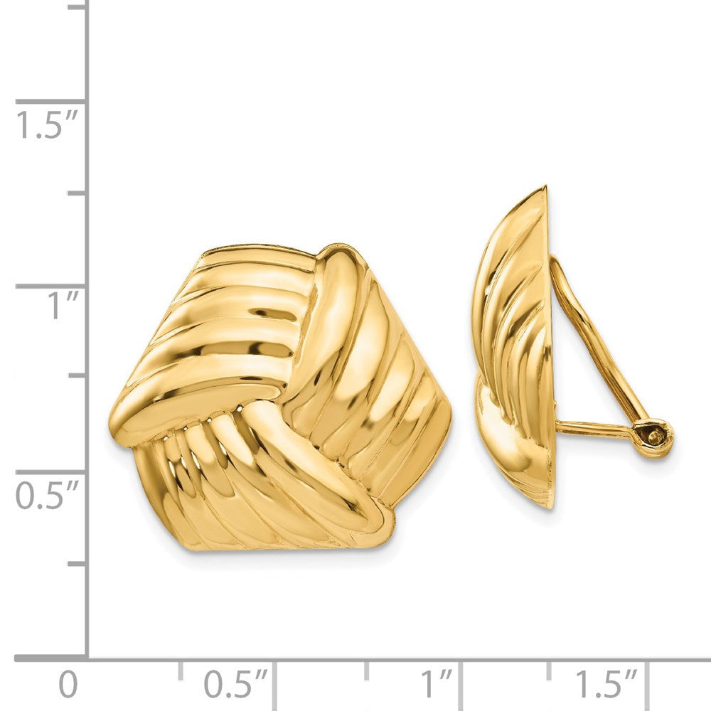 14k Yellow Gold Omega Clip Non-pierced Stud Earrings